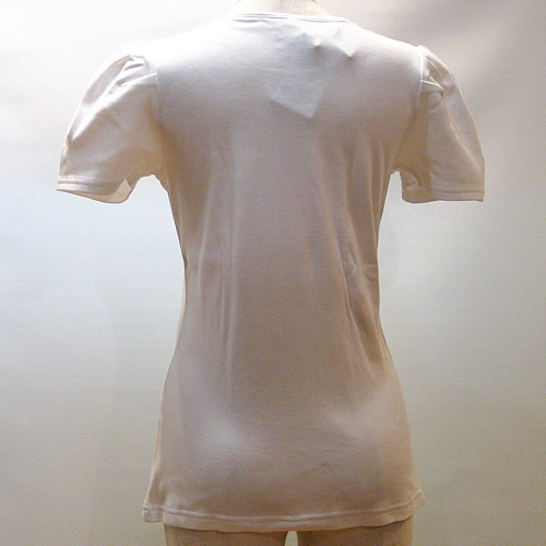 avivare フライスTシャツ　タック袖・プルメリア　ホワイト