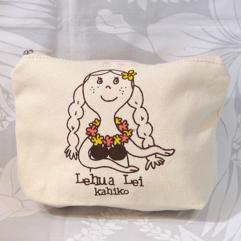 Kahiko　キャンバス・ミニポーチ　Lehua Lei ナチュラル 